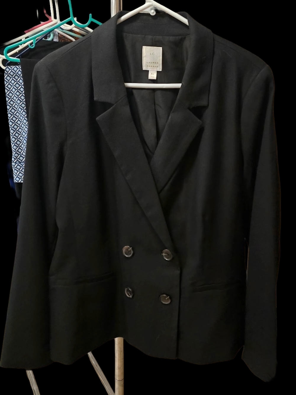 LC Lauren Conrad Black Double-Breasted Suit Jacket